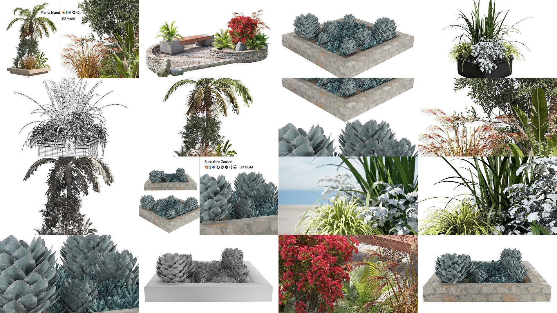 Contemporary Park and Plaza Furnishings 3D Model Collection_7