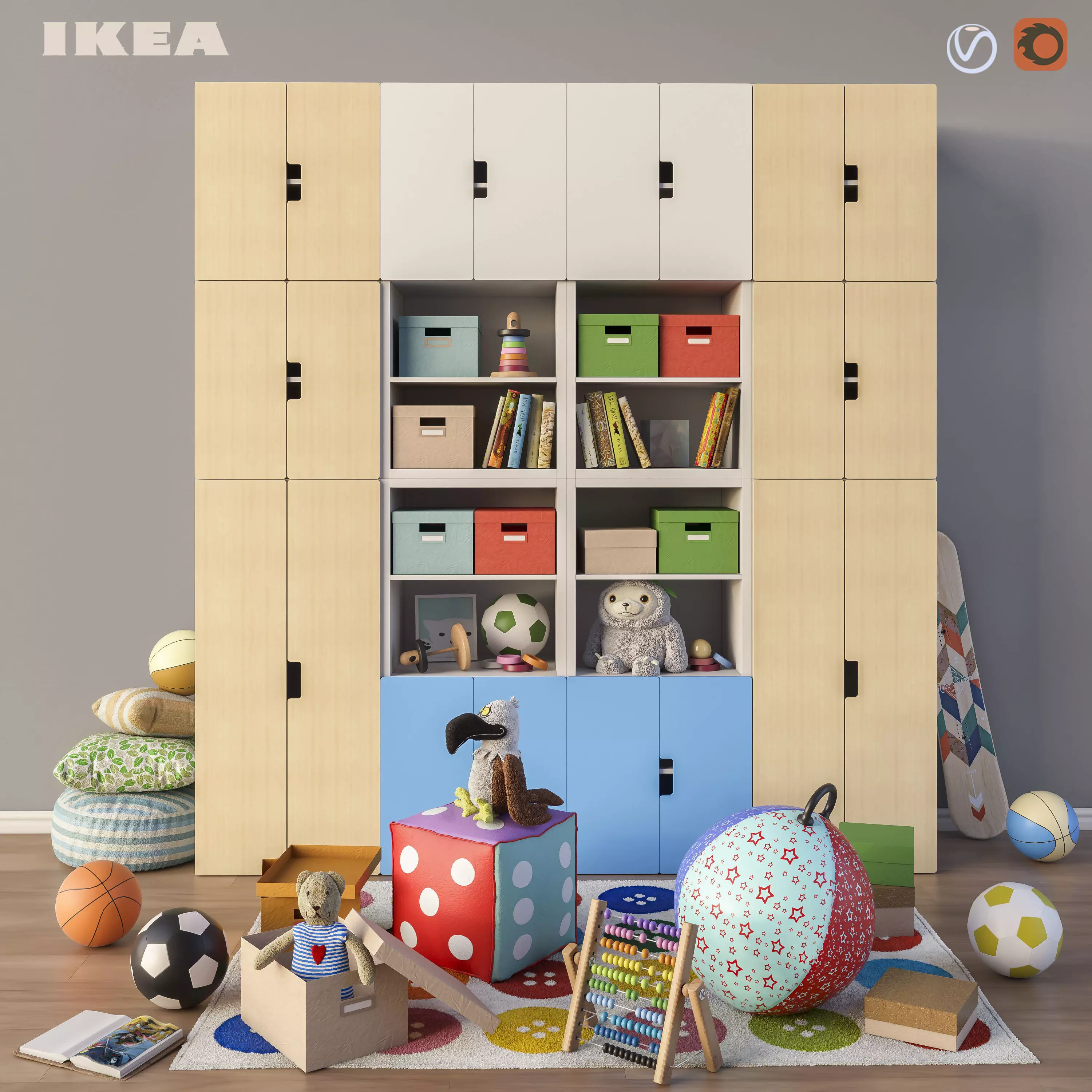 Modular furniture accessories and toys IKEA set 3 3D model_0