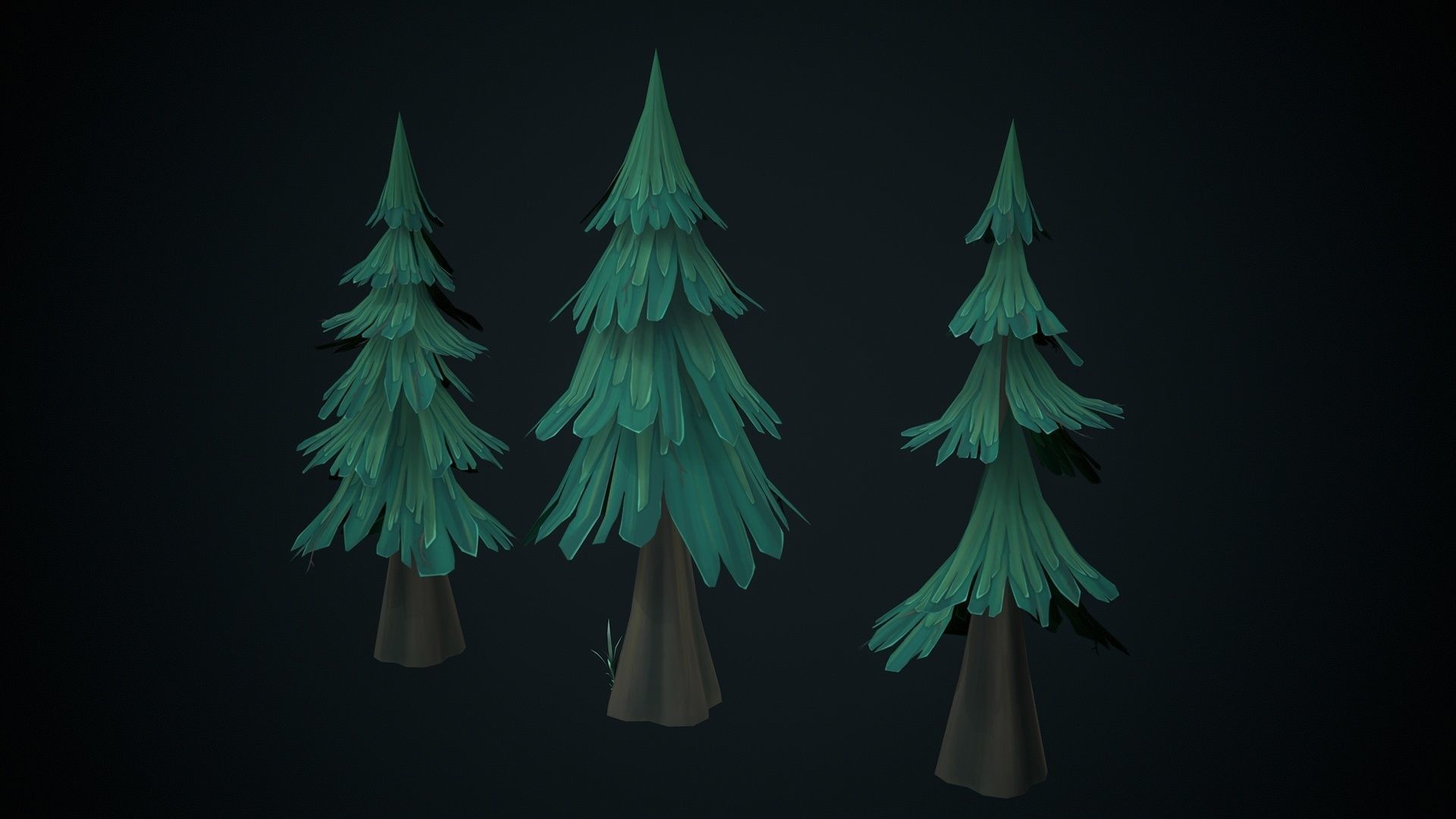 Stylized pine Low-poly 3D model_2
