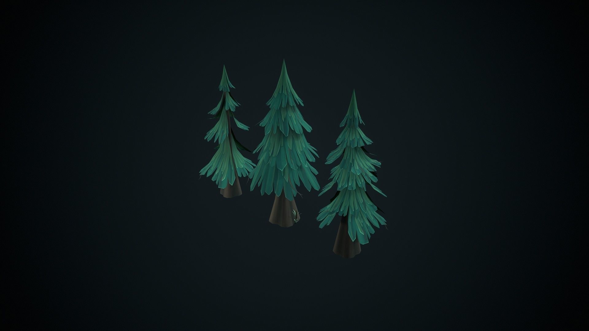 Stylized pine Low-poly 3D model_9