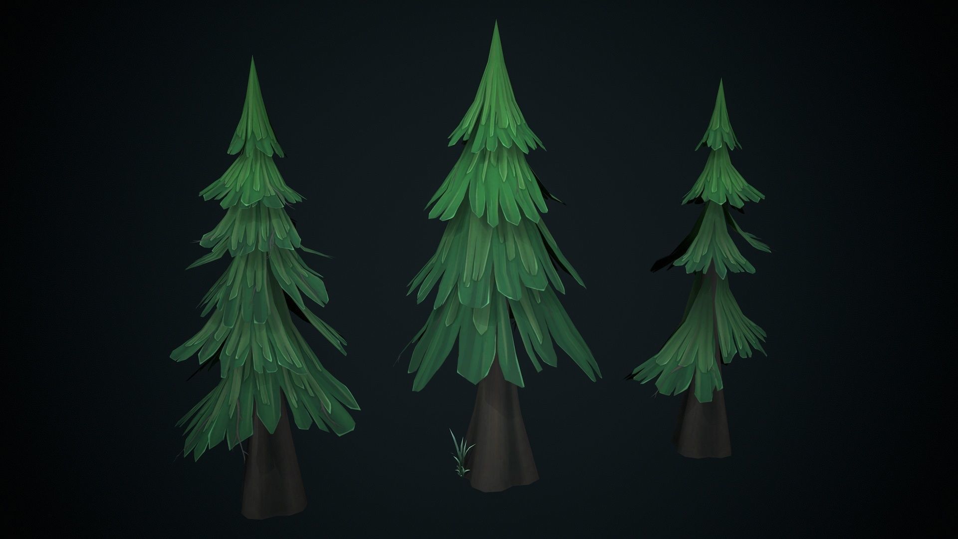 Stylized pine Low-poly 3D model_1
