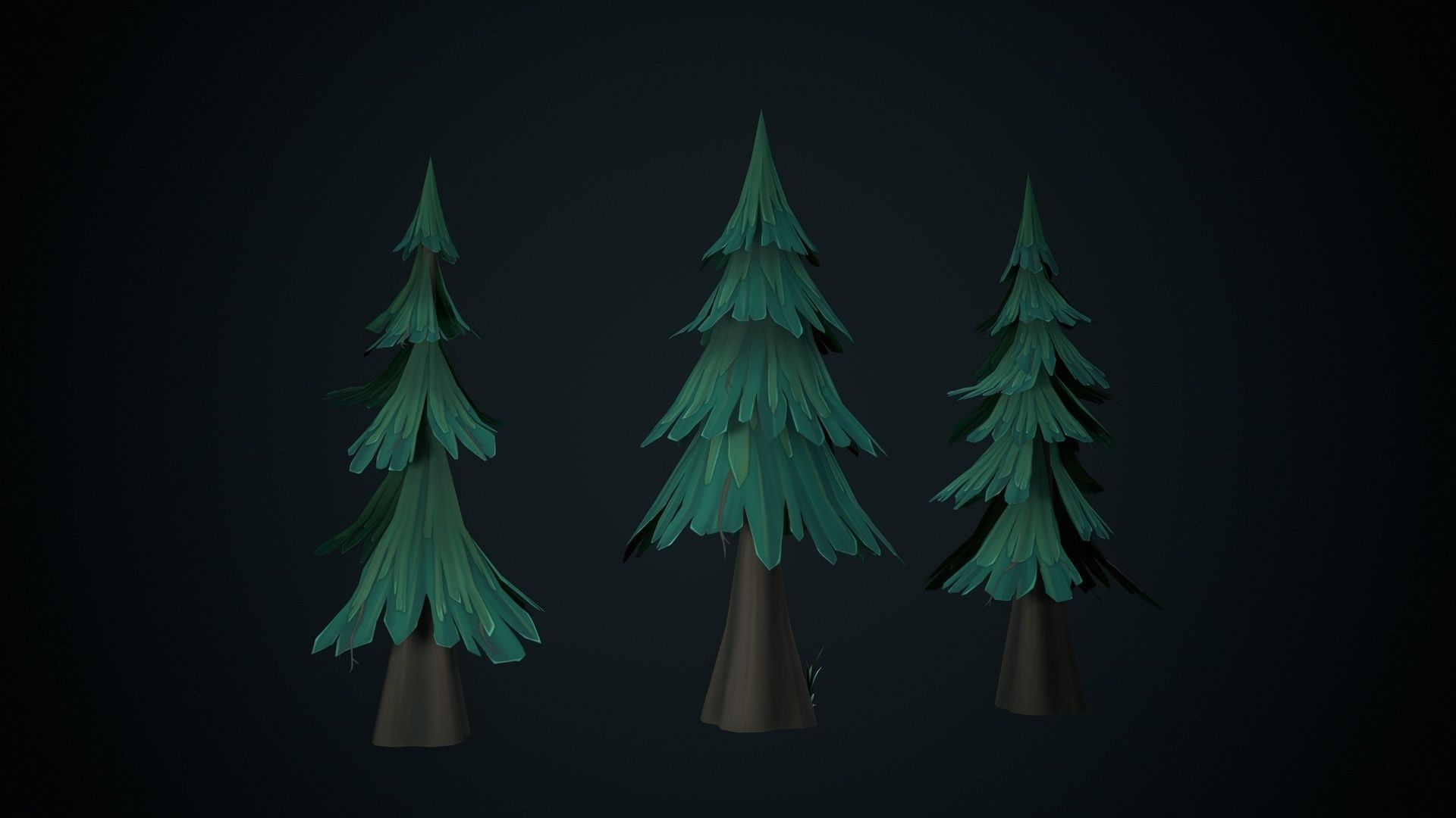 Stylized pine Low-poly 3D model_10