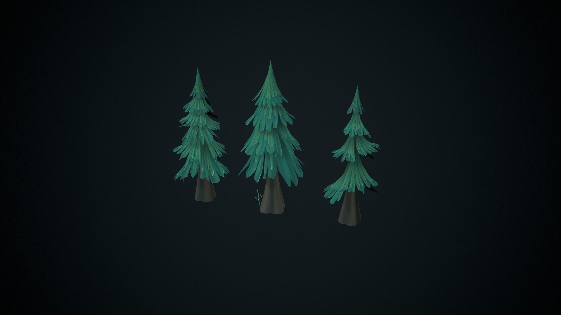 Stylized pine Low-poly 3D model_8