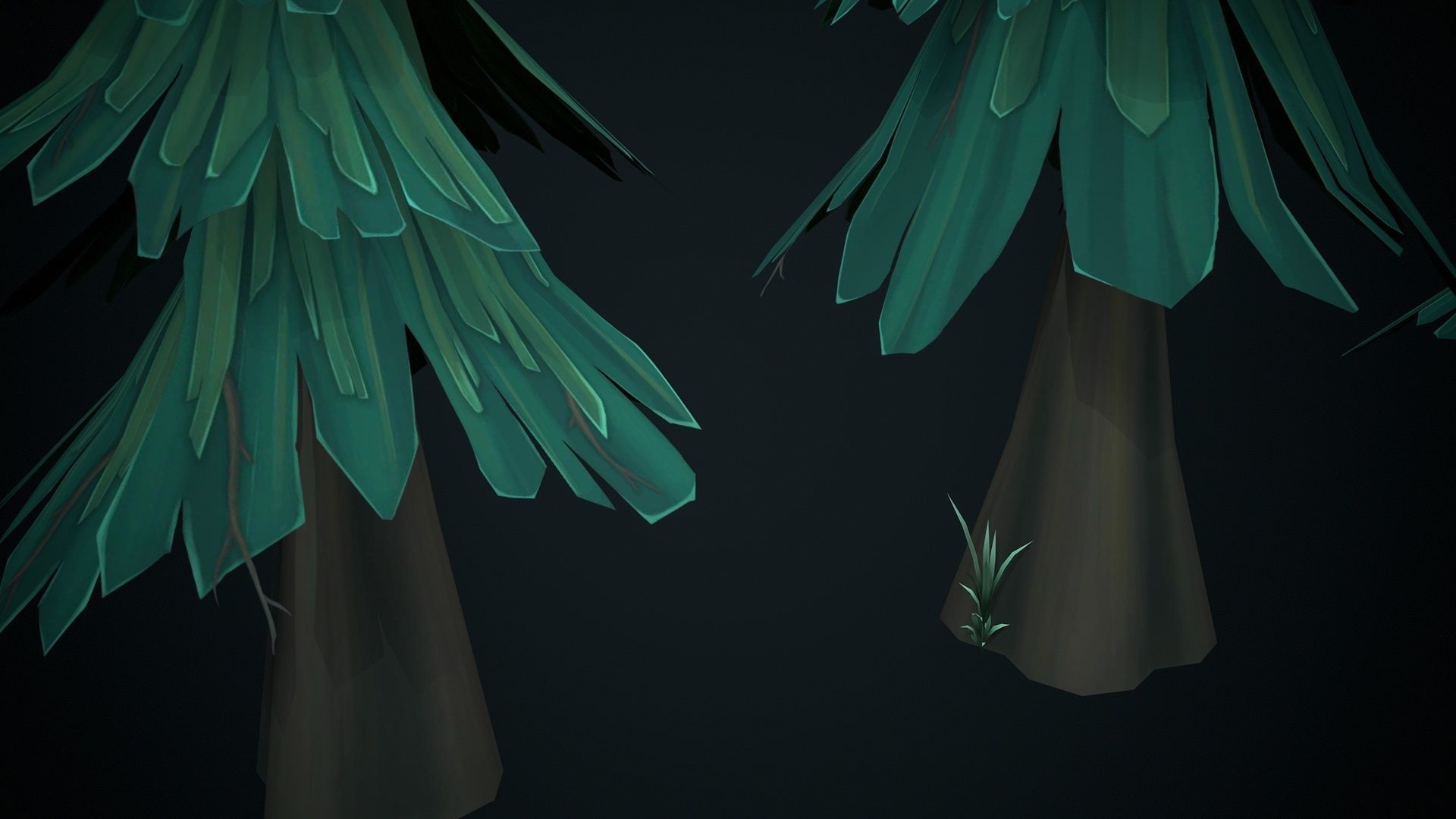 Stylized pine Low-poly 3D model_7