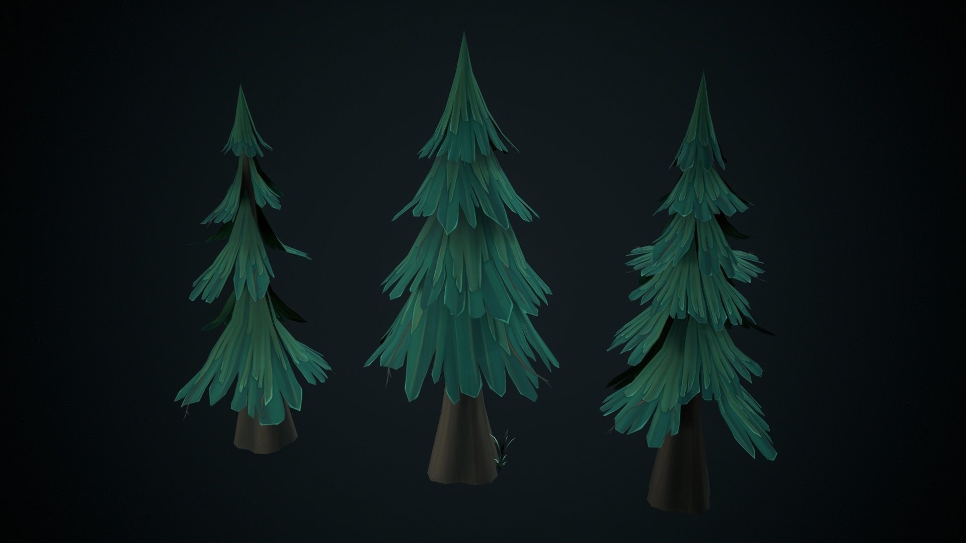 Stylized pine Low-poly 3D model_5