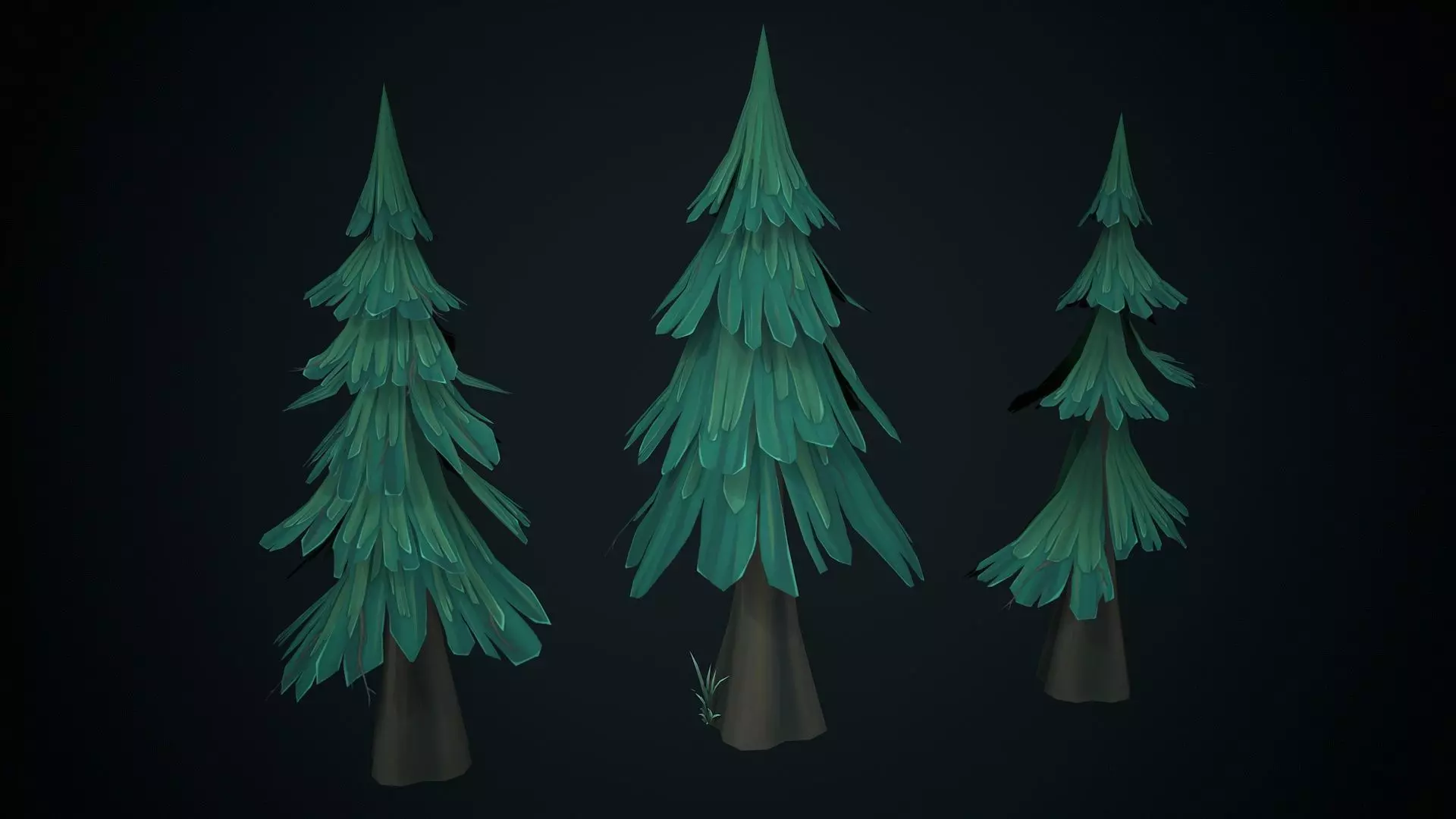 Stylized pine Low-poly 3D model_0
