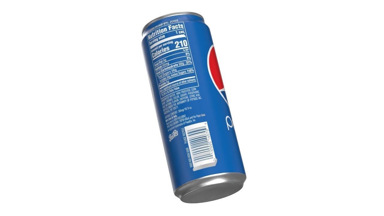 Pepsi Drink Can Sleek 310ml 06 Low-poly 3D model_12