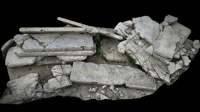 concrete slabs construction-site debris ruins photogrammetry Low-poly 3D model