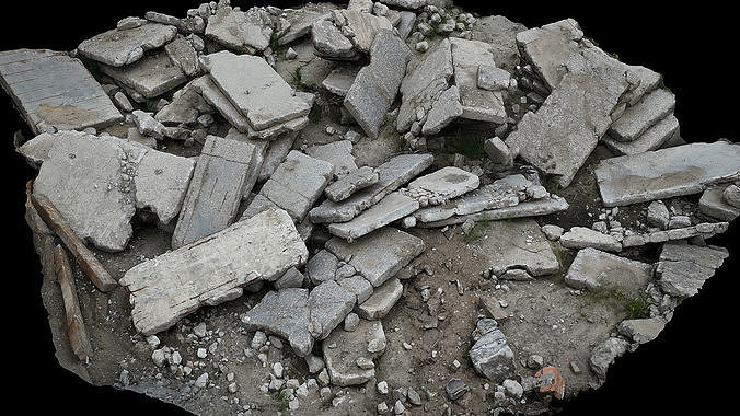 debris ruins concrete slabs big pack construction scan Low-poly 3D model
