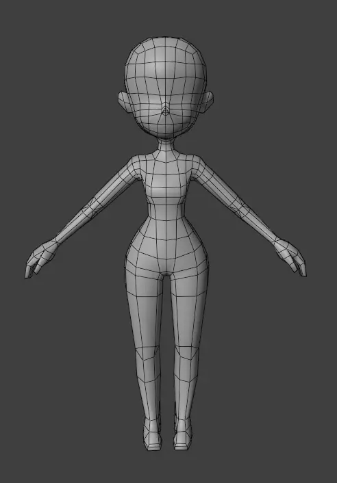 Low Poly Girl Base Mesh Rigged Low-poly 3D model