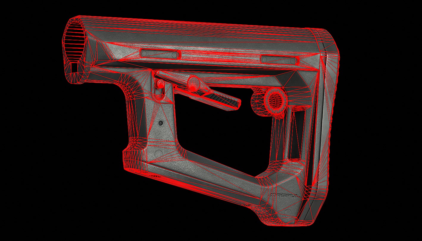 Magpul DT-PR Carbine Stock Low-poly 3D model_8