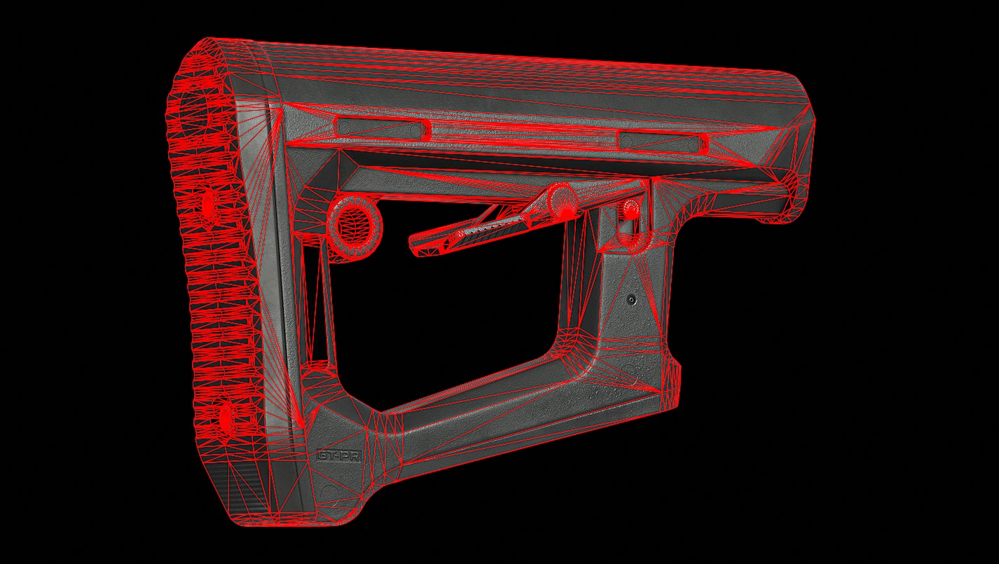 Magpul DT-PR Carbine Stock Low-poly 3D model_7