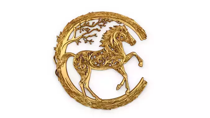 decor set wall panel horse relief mural CNC 10