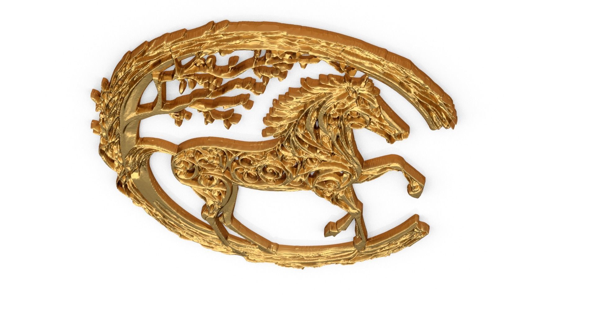 decor set wall panel horse relief mural CNC 10 3D print model_4