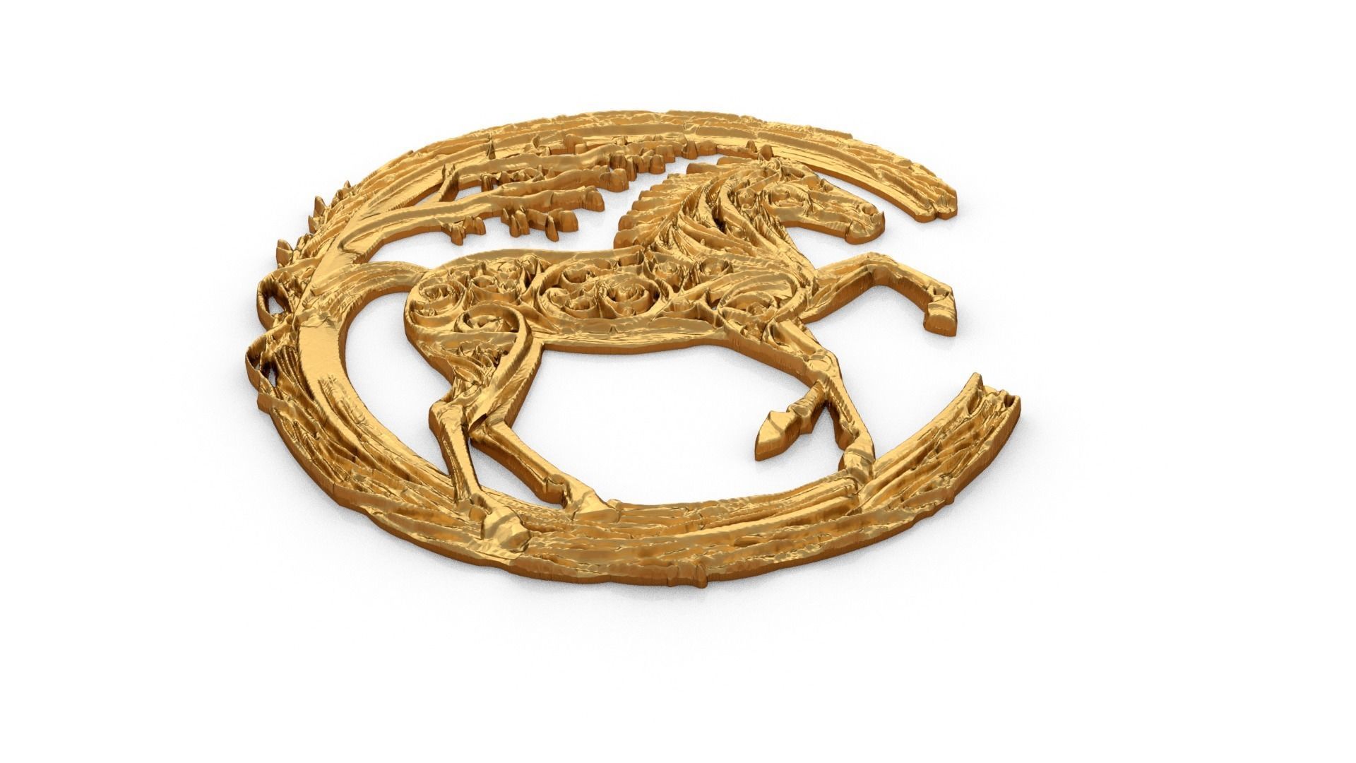 decor set wall panel horse relief mural CNC 10 3D print model_3