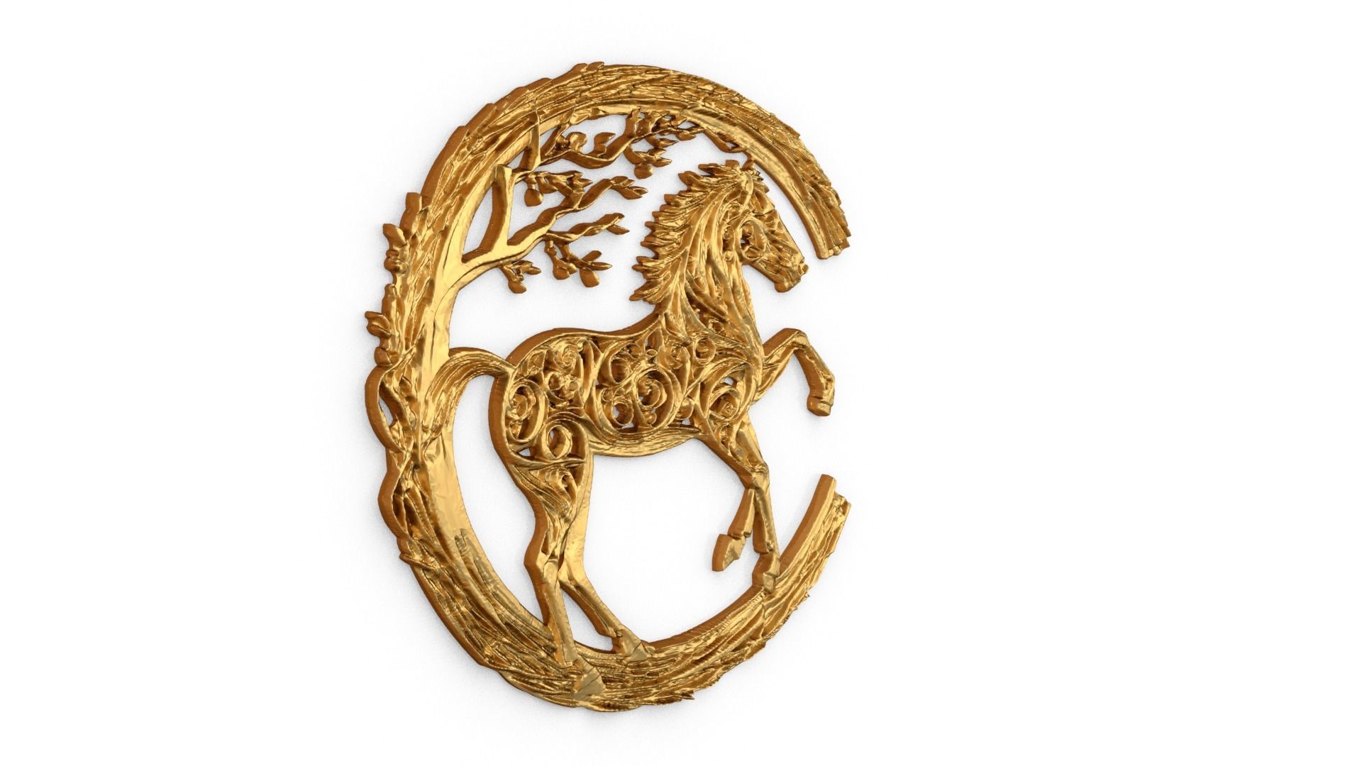 decor set wall panel horse relief mural CNC 10 3D print model_1