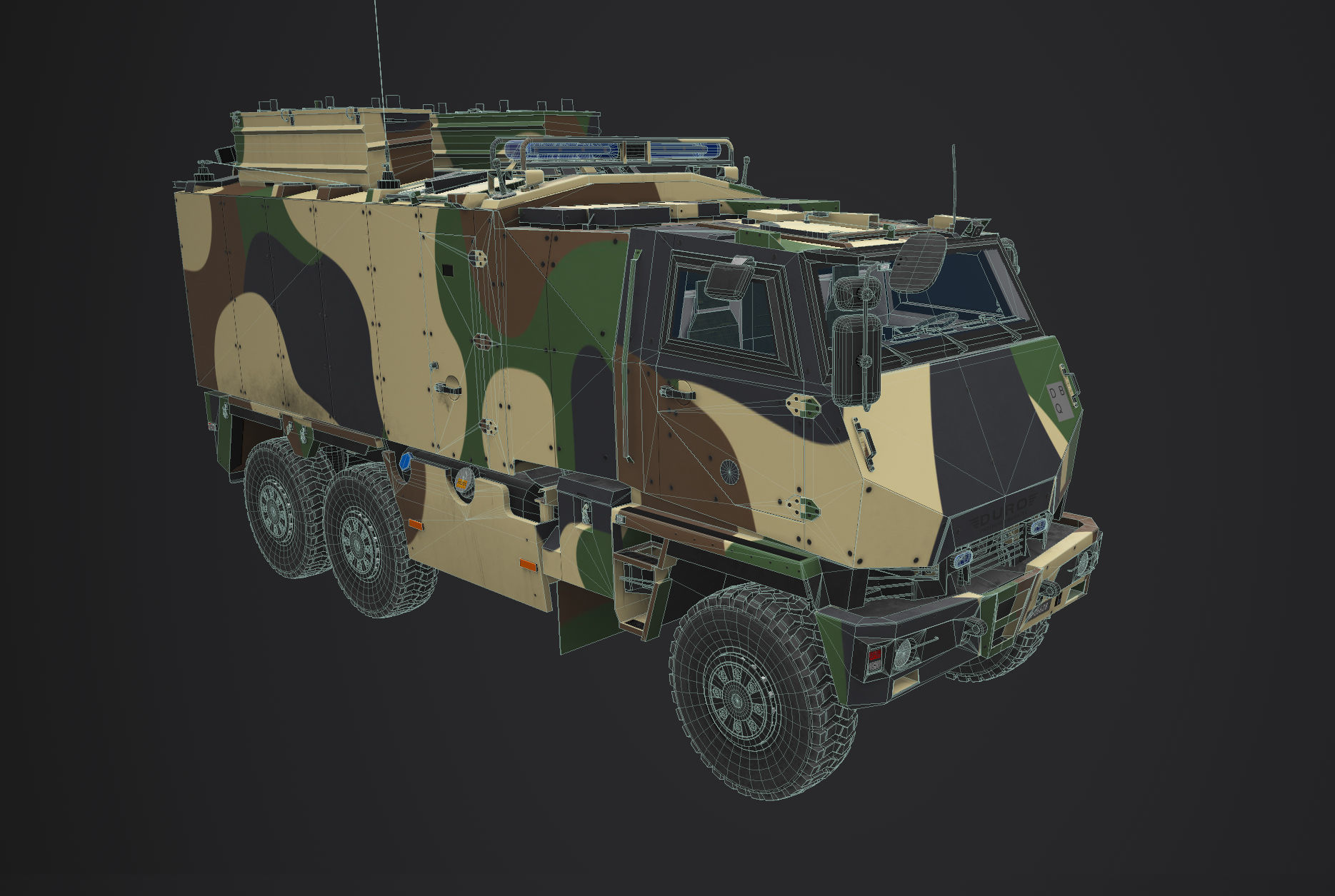 Mowag Durro III  Camouflage Low-poly 3D model_7