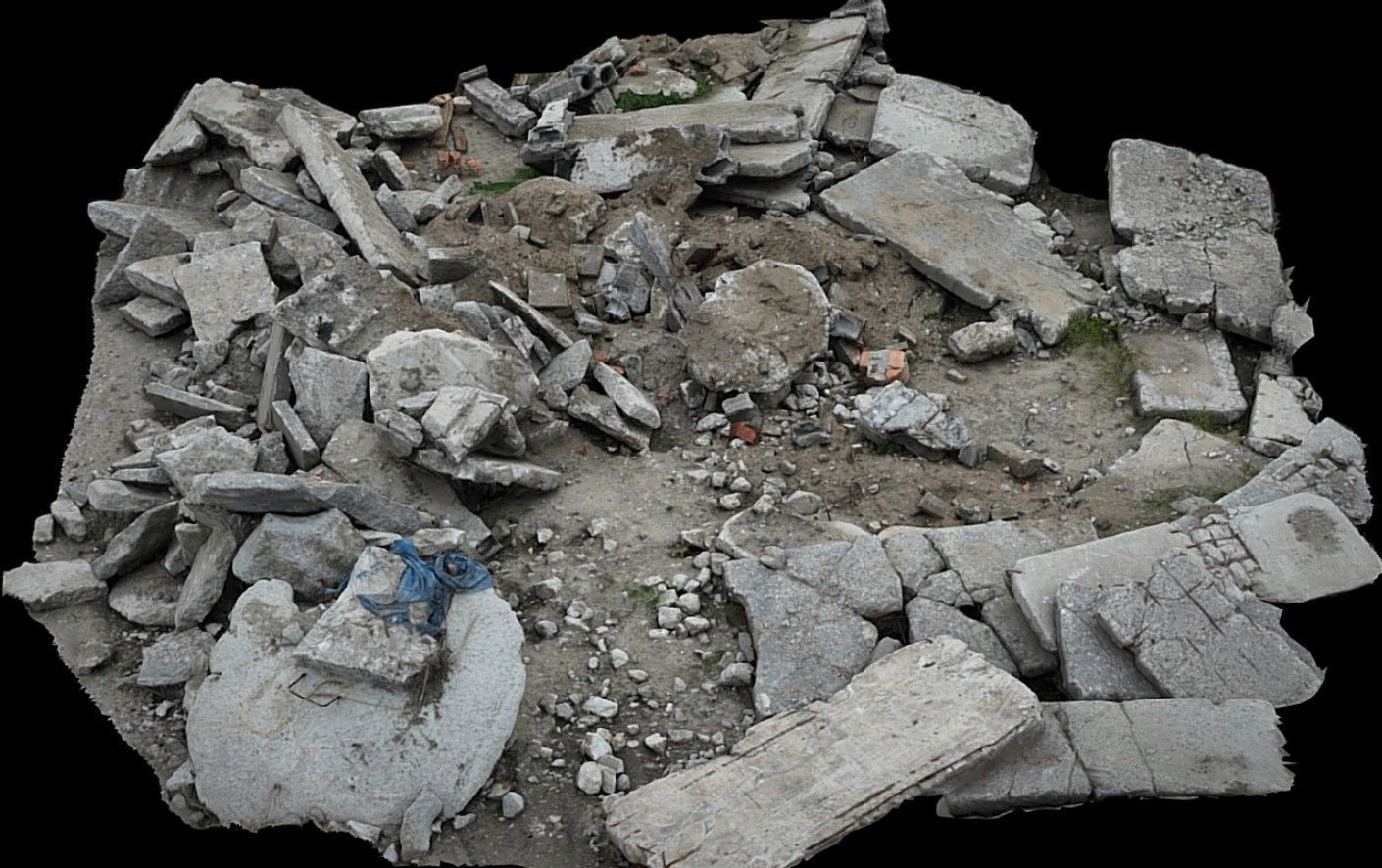 concrete slabs constr-site debris ruins terrain photogrammetry Low-poly 3D model_1