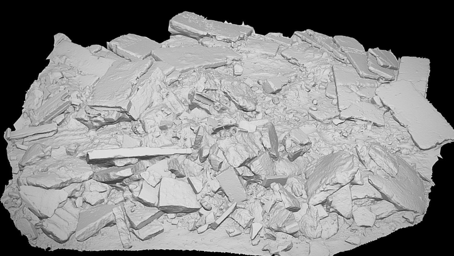 concrete slabs constr-site debris ruins terrain photogrammetry Low-poly 3D model_5