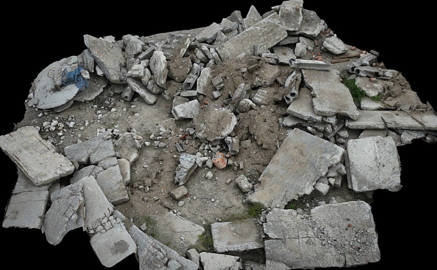 concrete slabs constr-site debris ruins terrain photogrammetry Low-poly 3D model_2