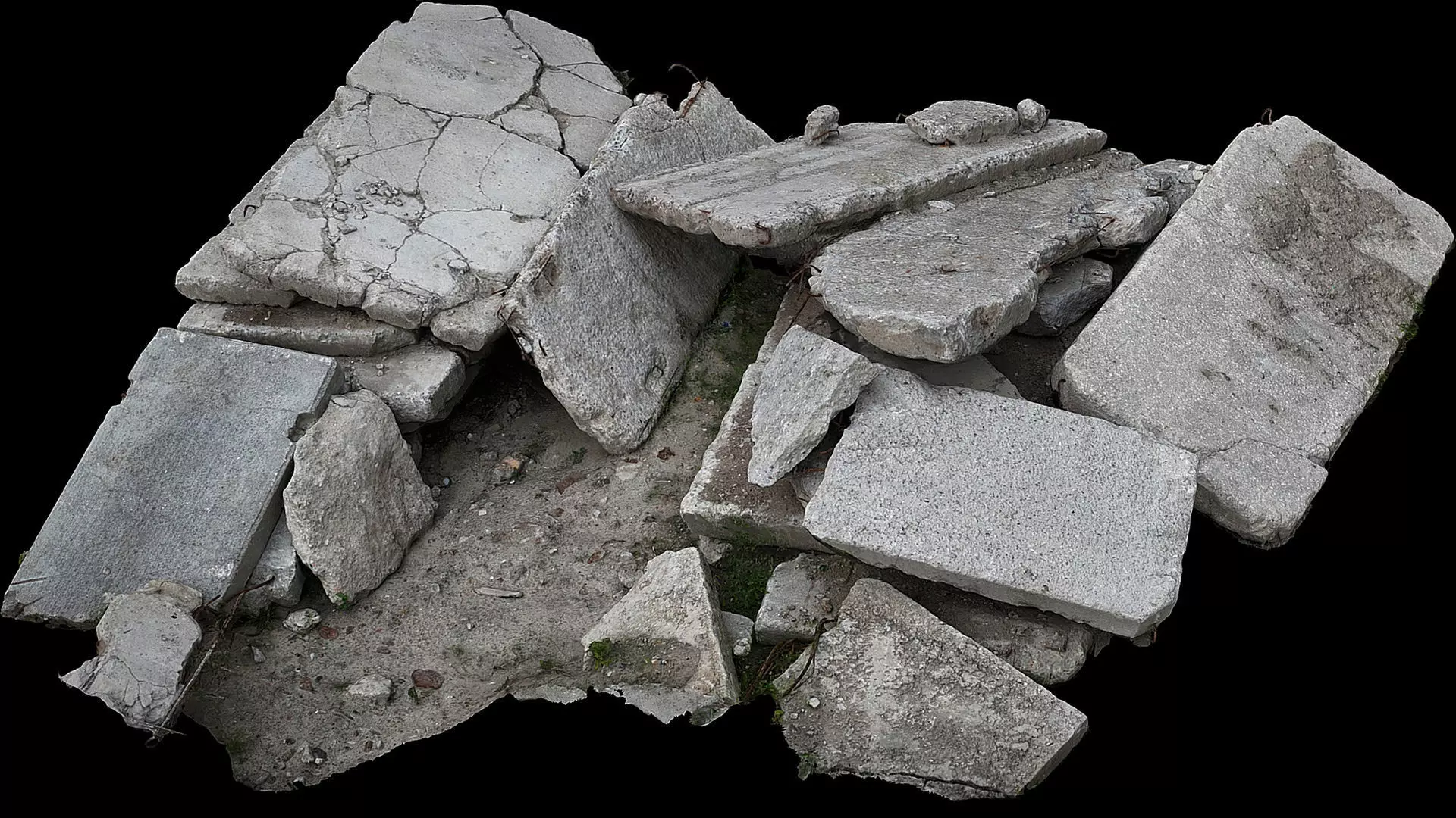concrete slabs constr-site ruins debris pack photogrammetry Low-poly 3D model_0