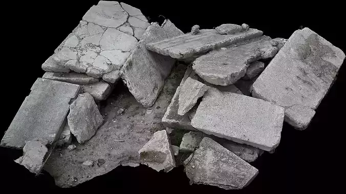 concrete slabs constr-site ruins debris pack photogrammetry Low-poly 3D model