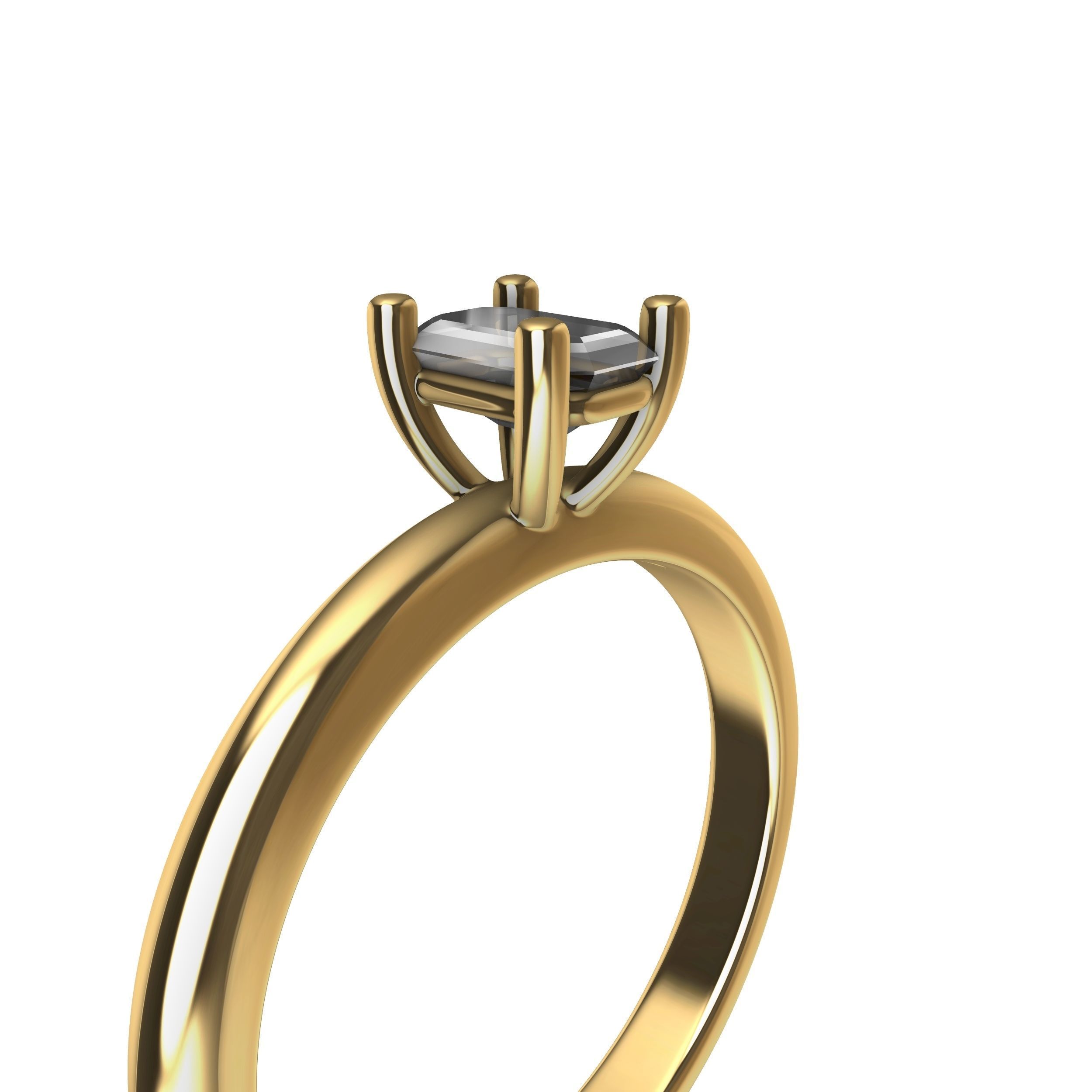 Emerald Cut Engagement Ring 3D print model_2