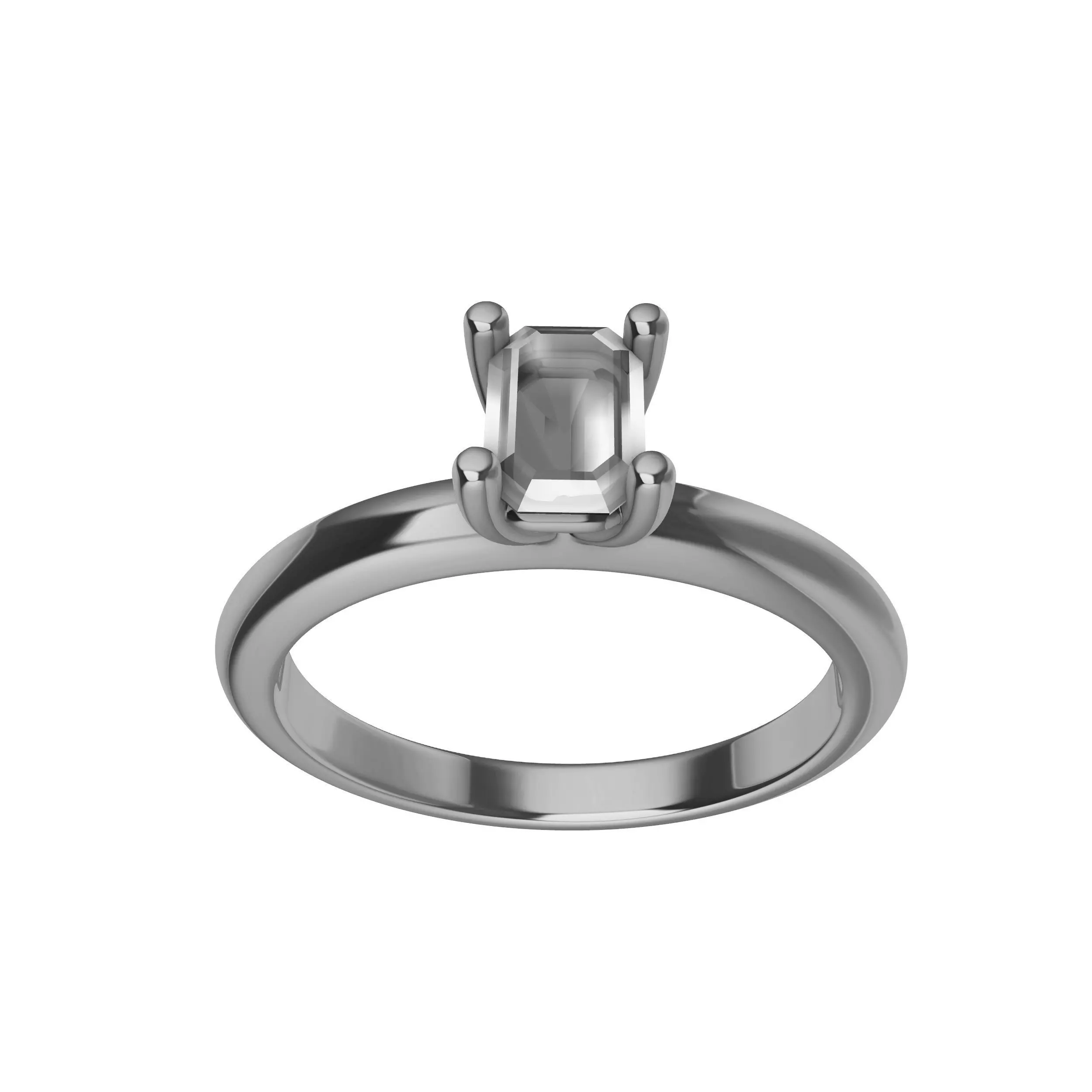 Emerald Cut Engagement Ring 3D print model_0