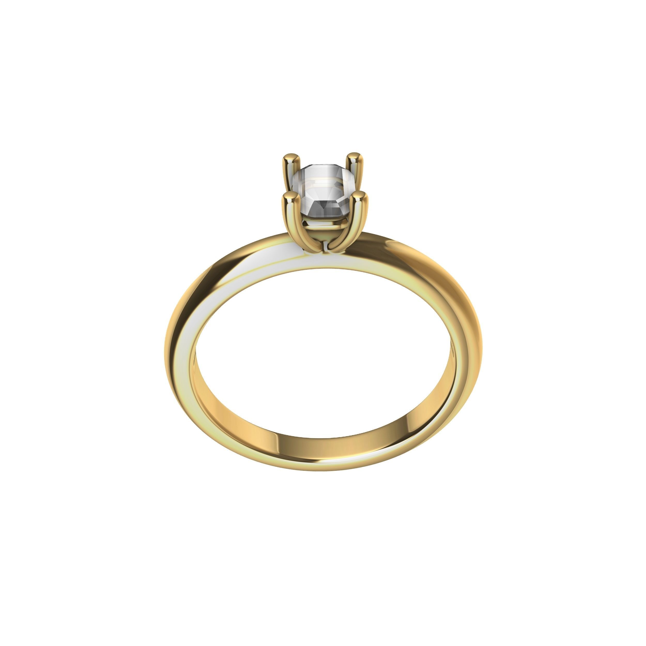 Emerald Cut Engagement Ring 3D print model_4