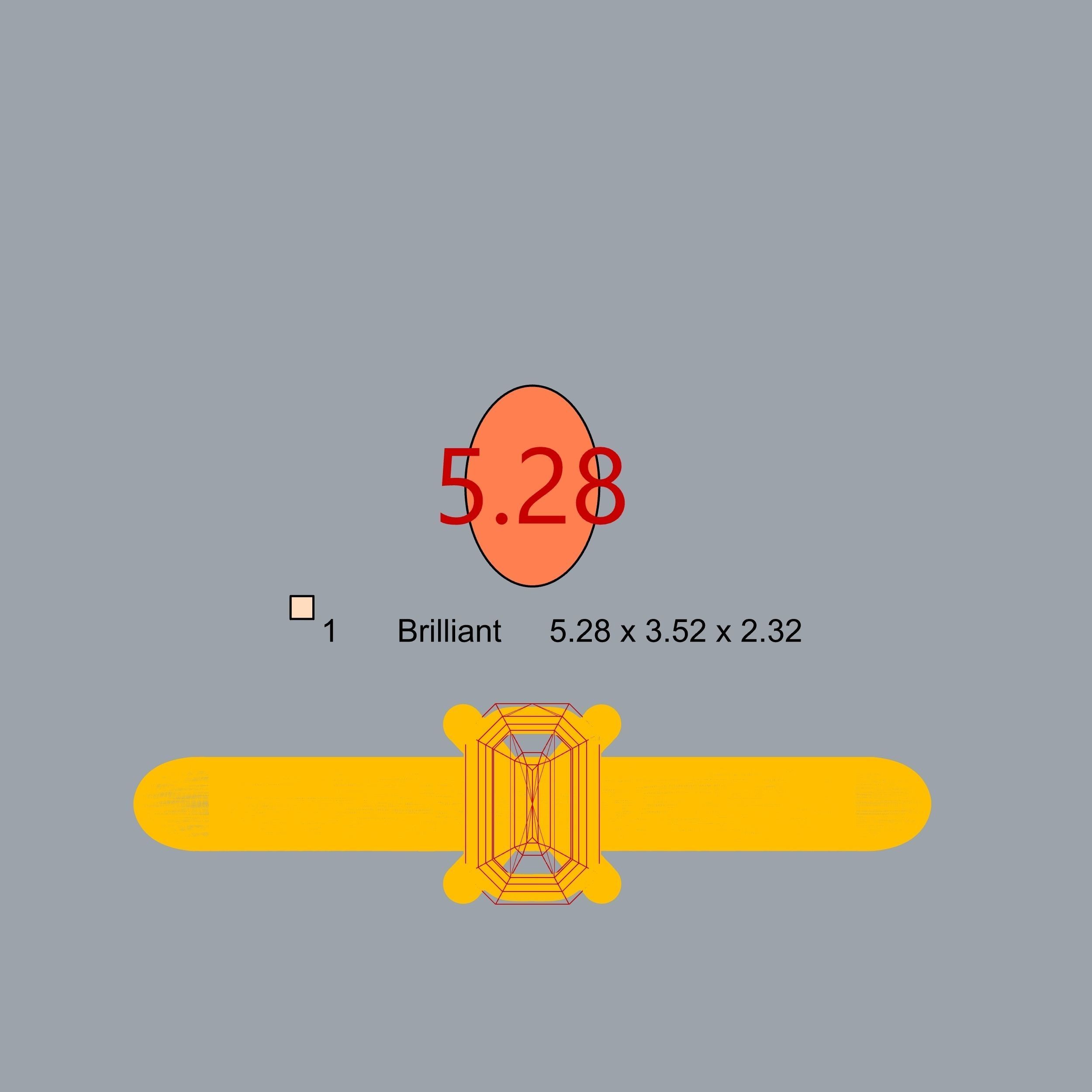 Emerald Cut Engagement Ring 3D print model_5