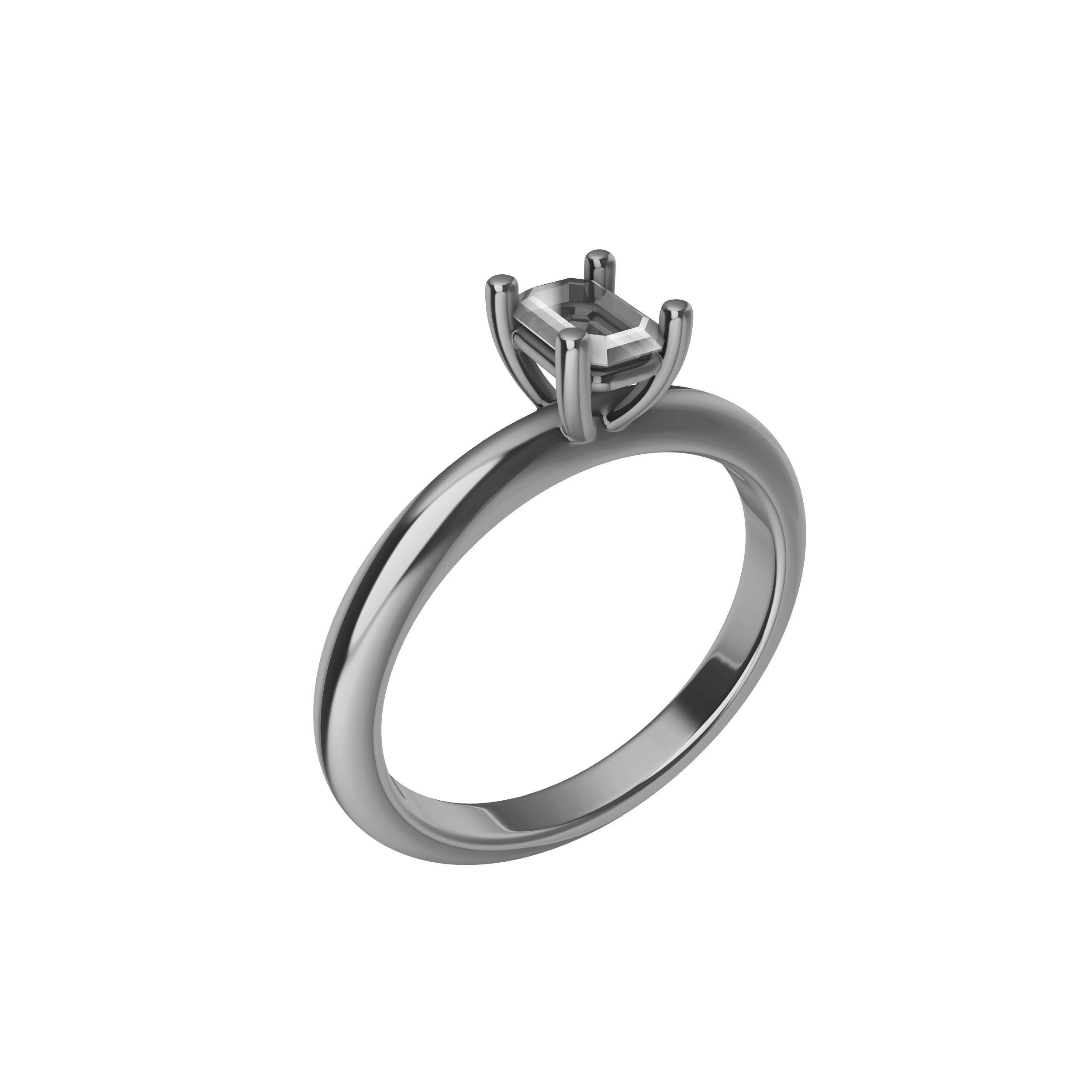 Emerald Cut Engagement Ring 3D print model_9