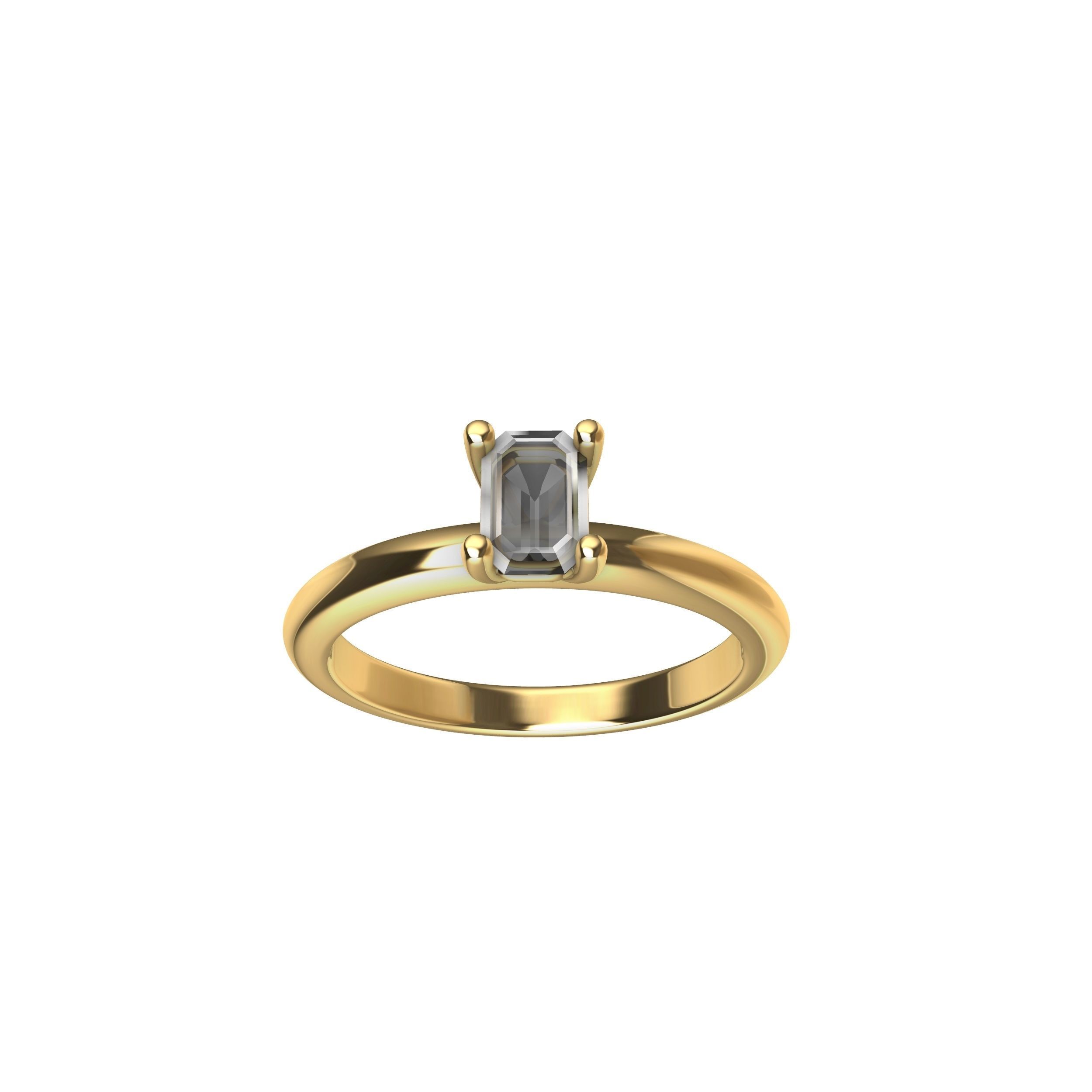 Emerald Cut Engagement Ring 3D print model_3