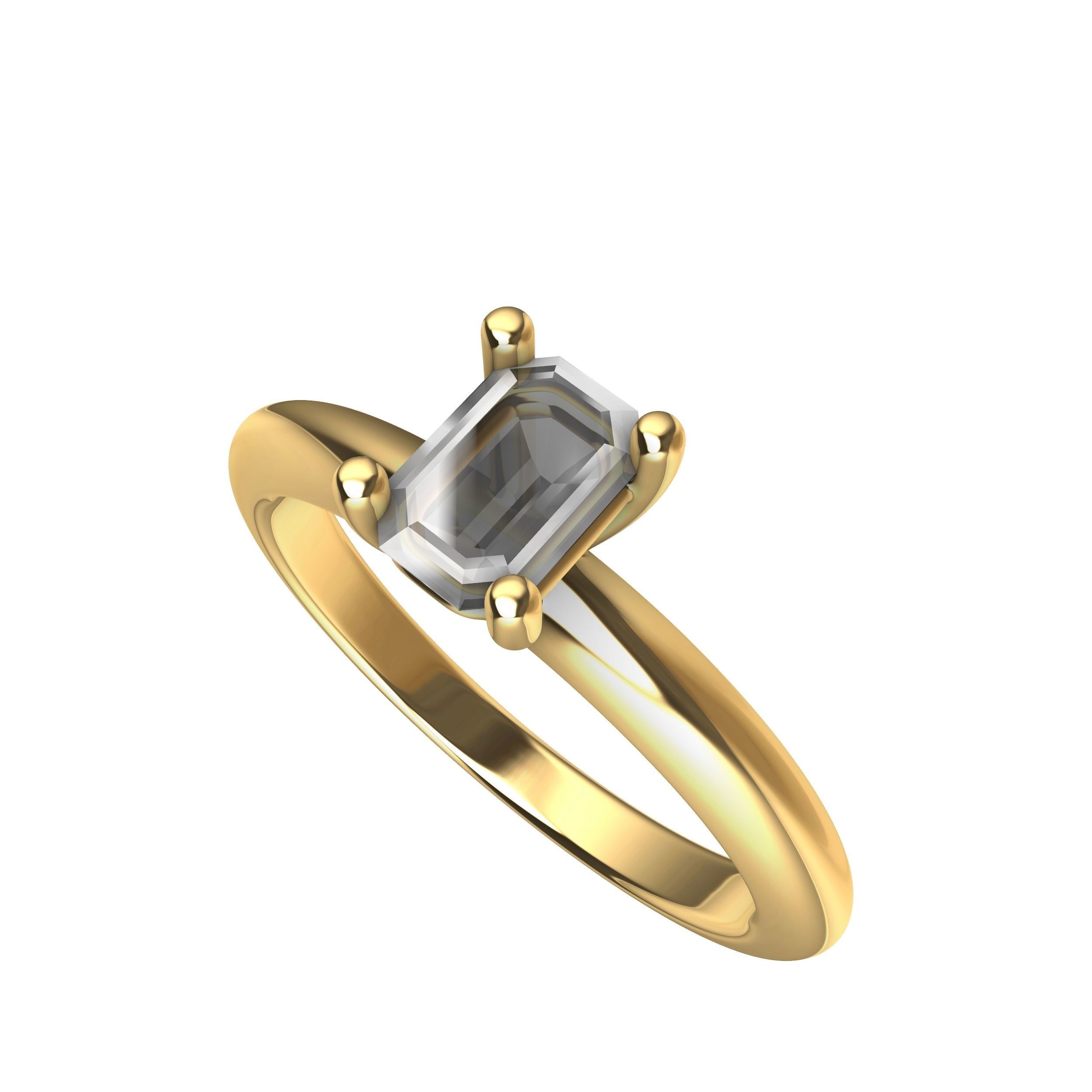 Emerald Cut Engagement Ring 3D print model_1