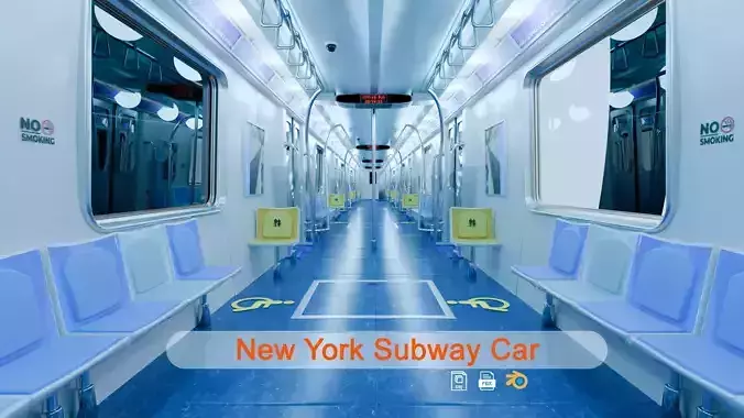 New York Subway Car 3D Model Low-poly 3D model