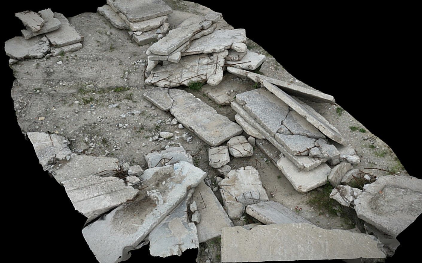 concrete slabs ruins debris terrain photogrammetry  Low-poly 3D model_2