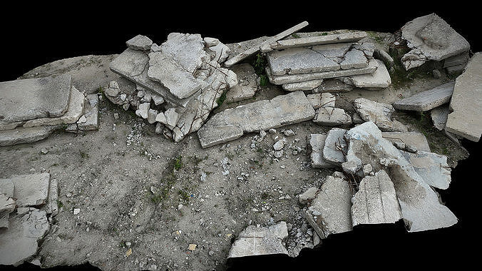 concrete slabs ruins debris terrain photogrammetry  Low-poly 3D model