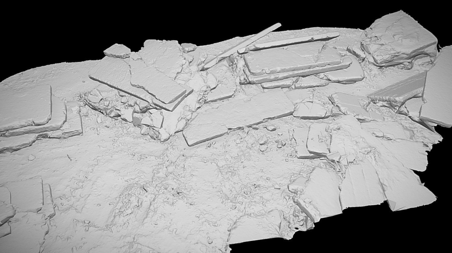 concrete slabs ruins debris terrain photogrammetry  Low-poly 3D model_5