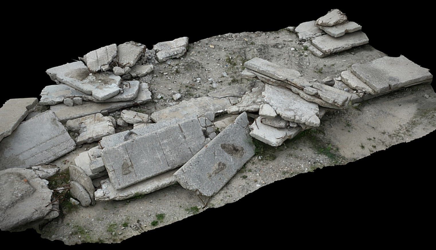 concrete slabs ruins debris terrain photogrammetry  Low-poly 3D model_3