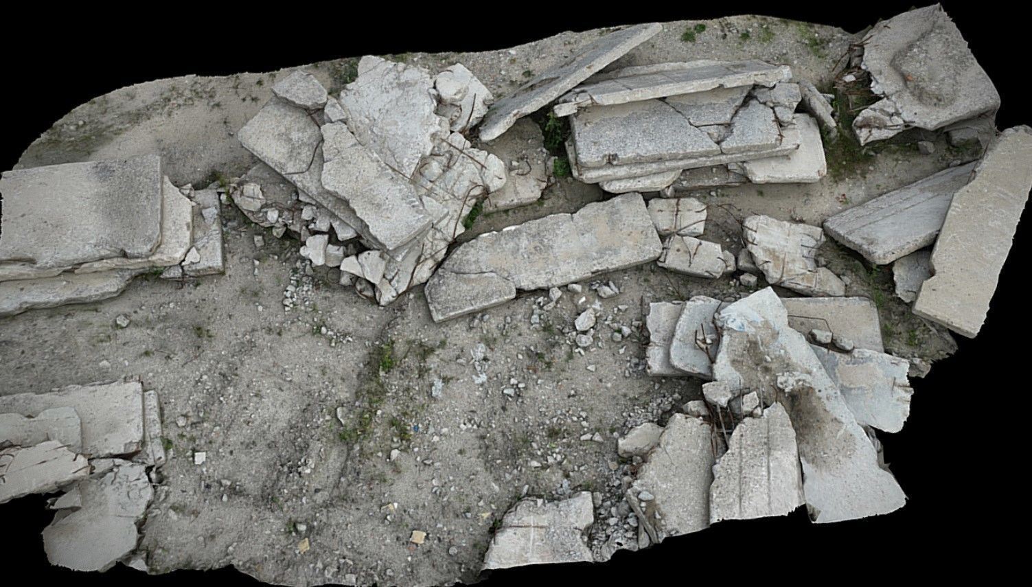 concrete slabs ruins debris terrain photogrammetry  Low-poly 3D model_1