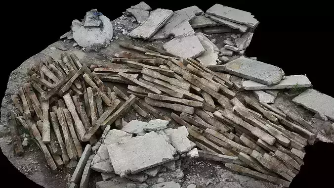 debris pile trains-blocks large pack photogrammetry