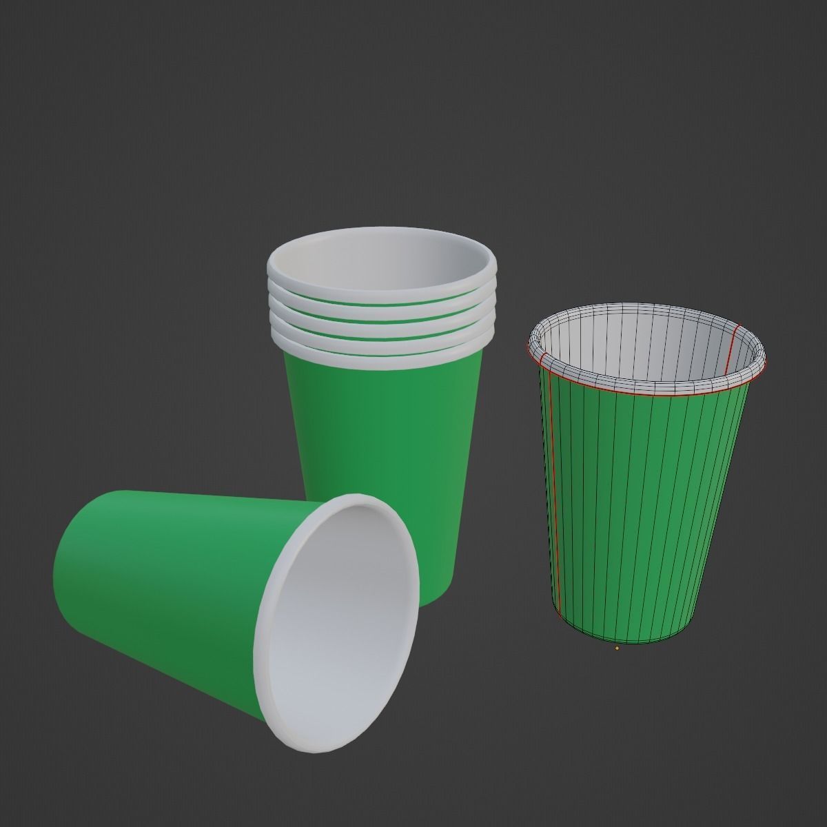 Paper Cup 02 Low-poly 3D model_7