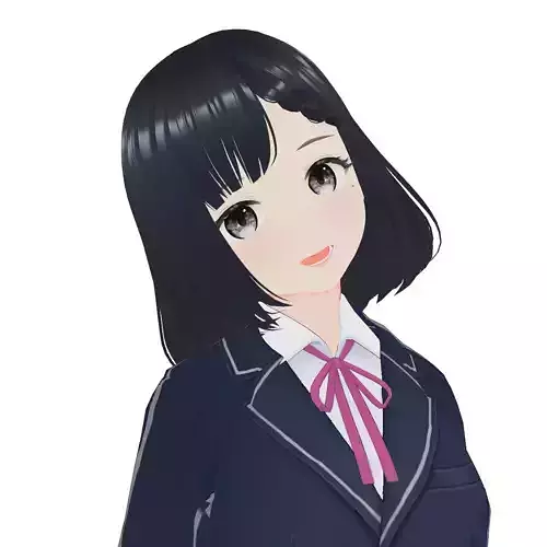 Japanese Anime High School Girl NPC Nozomi - Unity UE GameReady Low-poly 3D model