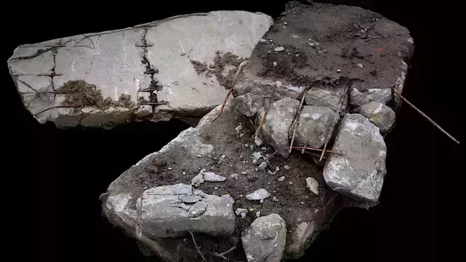 concrete destroyed house ruins debris slabs photogrammetry