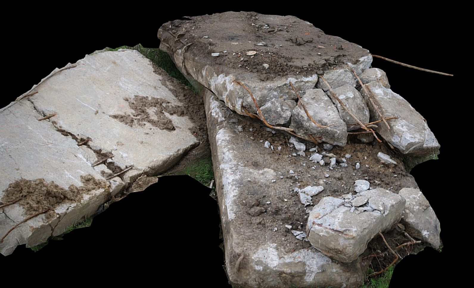 concrete destroyed house ruins debris slabs photogrammetry Low-poly 3D model_2