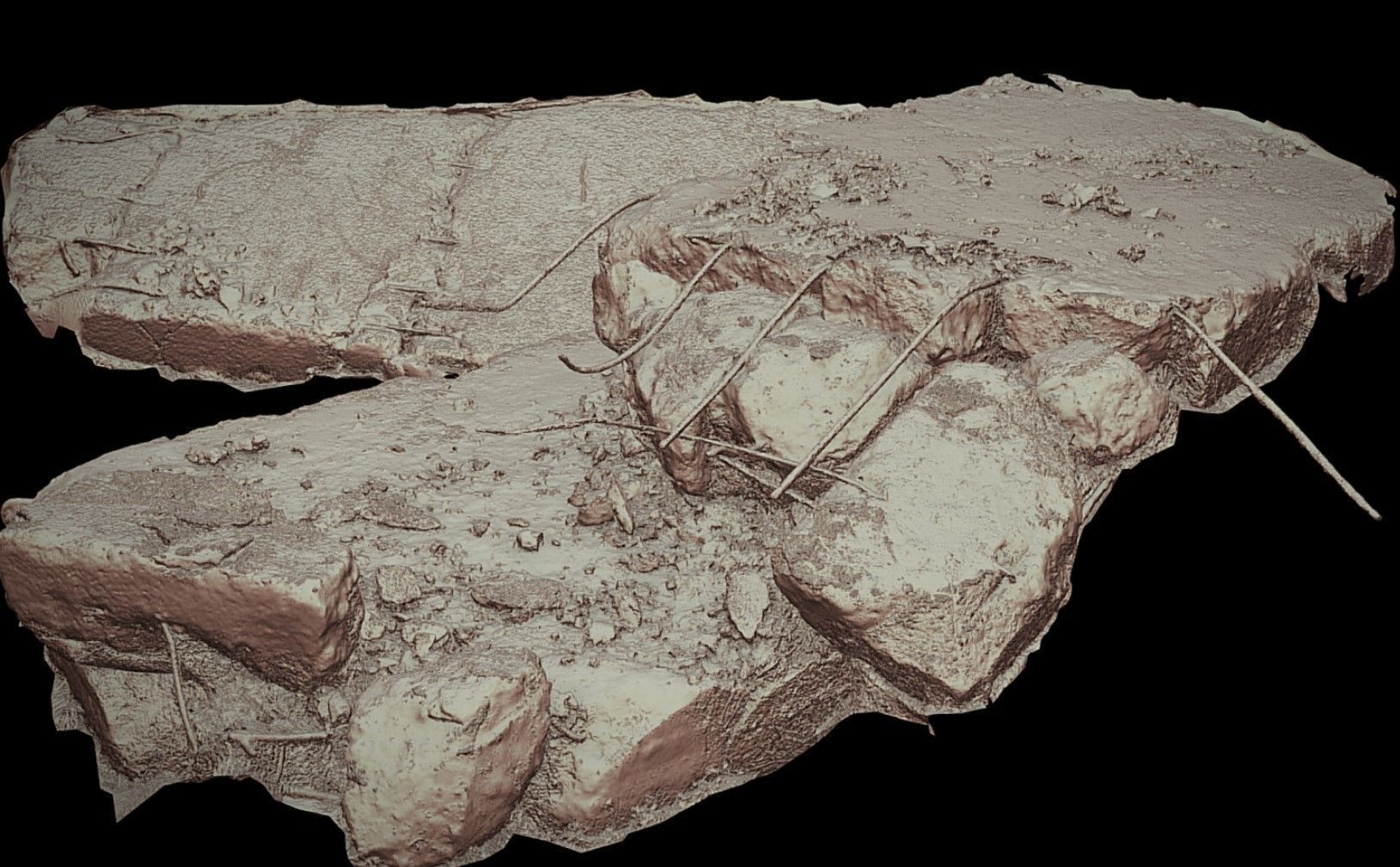 concrete destroyed house ruins debris slabs photogrammetry Low-poly 3D model_4