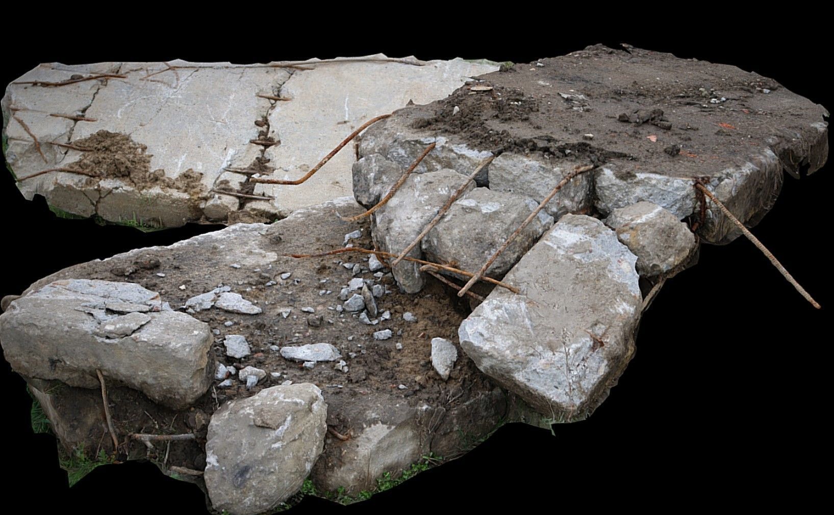 concrete destroyed house ruins debris slabs photogrammetry Low-poly 3D model_3