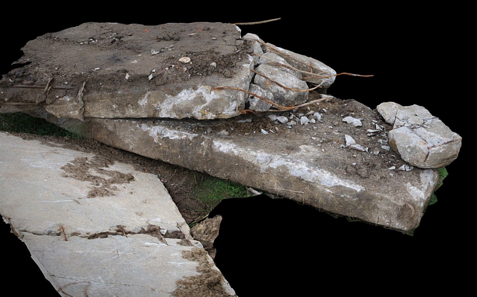 concrete destroyed house ruins debris slabs photogrammetry Low-poly 3D model_1