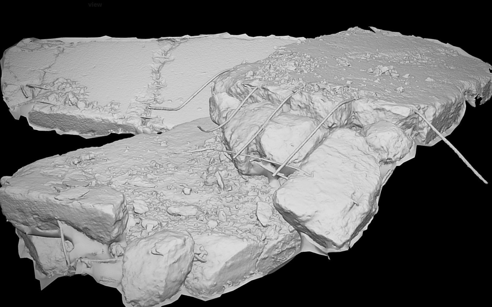 concrete destroyed house ruins debris slabs photogrammetry Low-poly 3D model_5