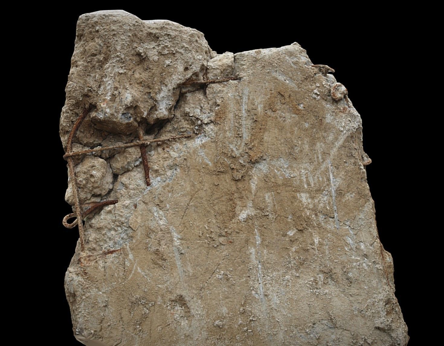 broken concrete slab ruins debris rods photogrammetry 3D model_1