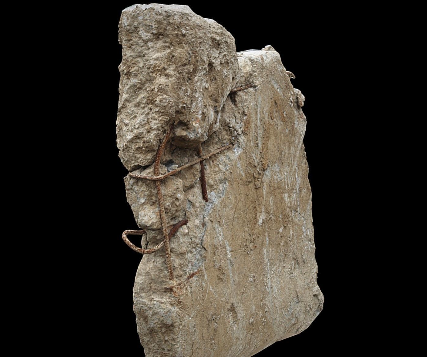 broken concrete slab ruins debris rods photogrammetry 3D model_3